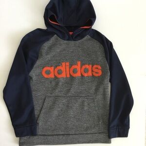 ADIDAS Boy’s Sweatshirt Hoodie Grey & Blue Size L 14/16